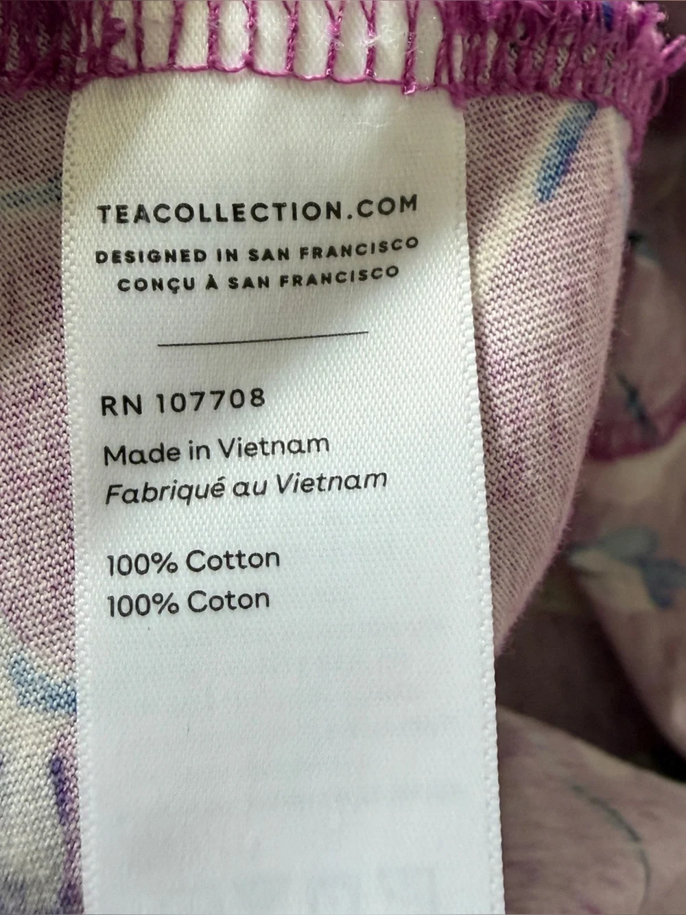Tea Collection Sweden purple floral cotton knit dress girl size 14*L19
